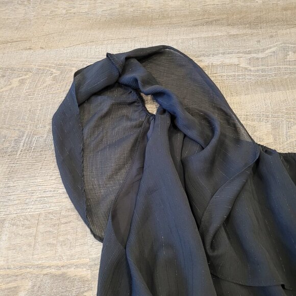 TORRID | One-Shoulder Ruffle Blouse - Crinkle Chiffon & Lurex Black Top | Sz. 4X - Picture 8 of 11